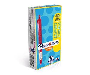 Papermate S0959930 Inkjoy 300 Scatto, Grip in Gomma, Media, Confezione da 12, Rosso, a sfera