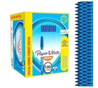 Papermate S0977420 Inkjoy 100 Cap Penna a Sfera con Cappuccio e Punta Media da 1.0 mm, Scatola da 100, Blu