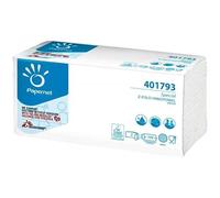 Asciugamani piegati a Z - 2 veli - 22 gr - goffratura a onda+ - 23,4x23 cm - bianco - Papernet - conf. 143 pezzi