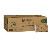 PAPERNET - 423144 - Asciugamani piegati a Z Simplify - 24 x 20,3 cm - goffratura a onda - 17,7 gr - bianco - Papernet - conf. 200 pezzi - 102972 - Conf. da 20 Pz. - 423144