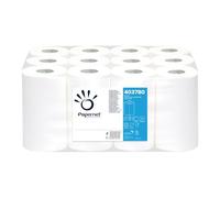 Papernet - Asciugamano di Carta in Rotolo a Estrazione Centrale 403780, 1 Confezione da 12 Rotoli in Pura Cellulosa da 57 m Ciascuno, 2 Veli, 163 Strappi da 24,4x35cm