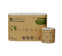 Papernet Simplify - Carta Igienica Carbon Neutral 406426, 1 Confezione da 12 Rotoli in Pura Cellulosa da 18,15 m Ciascuno, 2 Veli, 165 Strappi da 9,5x11cm