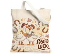 Papers, borsa tote in tela da donna, con stelle e ferri di cavallo, buona fortuna, lavabile, riutilizzabile, estetica, ideale per viaggi, attività all'aperto, giornata lavorativa, lettura, 33 x 38 cm