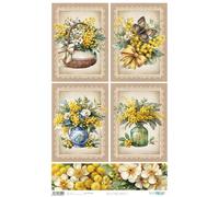 Papers For You - Carta di Riso per Decoupage 54x33 cm | 25-30 g | Design Mimosas II | Artigianato e Scrapbooking