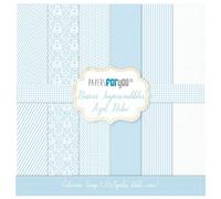 Papers for You - Kit di carta per scrapbooking "Baby Blue Essentials", include 20 fogli bifacciali con diversi motivi, dimensioni 20,32 x 20,32 cm