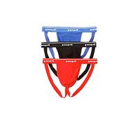 Papi Confezione da 3 sospensori da Uomo, per Tifosi Atletici, Biancheria Intima Traspirante per Allenamento masch, Rosso/Nero/Blu, Small