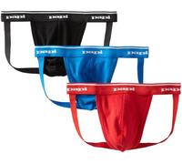 Papi Confezione da 3 sospensori da Uomo, per Tifosi Atletici, Biancheria Intima Traspirante per Allenamento masch, Rosso/Nero/Blu, Medium