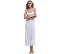 Papicutew Camicia da notte da donna, lunga, Cami, abito da notte, senza maniche, bianco, XXL