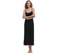 Papicutew Camicie da notte lunghe da donna senza maniche, Nero , L