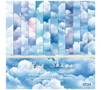 Papier Journal Scrapbooking, 6 x 6 pollici, 24 fogli di cartoncino con motivo a nuvole bianche e cielo blu, 160 g/m², for la creazione di biglietti di auguri con sfondo for album fotografici