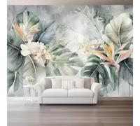 Papier Peint Intissé Botanico Floreale Acquerello Verde,Photo Murale 400 x 280(WxH) pour Salon, Solution de Qualité Professionnelle pour Créer une Ambiance Naturelle et Calme
