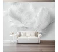 Papier Peint Intissé Piuma Artistica Texturizzata Delicata Bianco,Photo Murale 350 x 256(WxH) pour Salon, Solution de Qualité Professionnelle pour Créer une Ambiance Naturelle et Calme