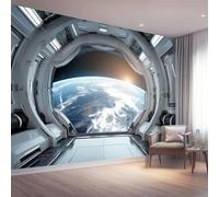 Papier Peint Intissé Spazio Cosmico Universo Sci-Fi Argento,Photo Murale 200 x 140(WxH) pour Salon, Solution de Qualité Professionnelle pour Créer une Ambiance Naturelle et Calme