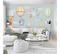 Papier peint mural nordique ballons à air chaud éléphant lapin pour chambre d'enfant flocon de neige dessin animé chambre d'enfant fond papier peint 3D 350 cm (L) × 245 cm (H)