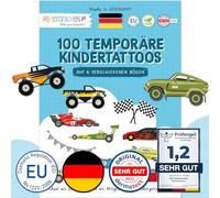 Papierdrachen 100 tatuaggi per bambini, particolarmente delicati sulla pelle, per bambini, per ragazzi e ragazze, testati e realizzati in Germania, set da 25