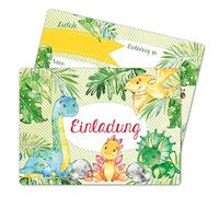 Papierdrachen 12 biglietti d'invito per il compleanno per bambini, motivo dinosauro, inviti di compleanno per la tua festa di compleanno (DIN A6 con angoli arrotondati)