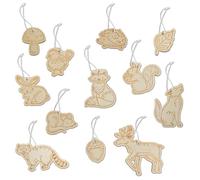 Papierdrachen 12 ciondoli in legno da dipingere, animali della foresta, elemento decorativo, per bambini e adulti, set 02