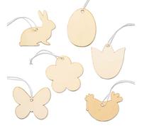 Papierdrachen 12 ciondoli in legno da dipingere per Pasqua - dimensioni 7x7cm incluso nastro - decorazione pasquale - divertimento di pittura per bambini - idea regalo creativa - riutilizzabile Set 08