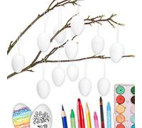 PaPIerDraCHeN 12 Decorazione Pasquale riutillizzabile - per Decorare nidi di Pasqua, Regali, Biglietti e Altro - per Bambini e Adulti (Uova di Cartapesta - Bianche)