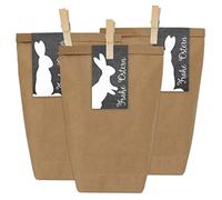 PaPIerDraCHeN 12 Sacchetti per Regali per la Pasqua Fai da Te e da riempire a Piacere - Cestino Pasquale Fai da Te con 12 Sacchetti di Carta e Adesivi con Coniglietto Pasquale - Design 12