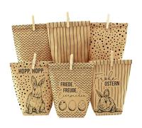 Papierdrachen 12 sacchetti regalo stampati in nero per Pasqua - con conigli, uova di Pasqua e Pasqua - idea regalo ideale o decorazione pasquale - nido di Pasqua per fai da te e regalo - Pasqua