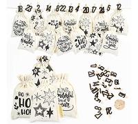 PaPIerDraCHeN 24 Sacchetti di Stoffa per Il Calendario dell'Avvento da riempire - con Numeri Neri - Sacchetti di Stoffa da Decorare da Soli - Sacchetti Regalo - Hello Winter Set No 24
