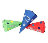 Papierdrachen 3 sacchetti per fratelli - sacchetto per la scuola - piccolo sacchetto di zucchero per sorella e fratello - blu, verde e rosso - con adesivi decorativi in gomma espansa, blu, verde e