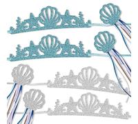 Papierdrachen 4 corone di cartone e 4 bacchette magiche - tema sirena - meraviglioso set da vestire - ideale per feste di compleanno - divertimento magico - set da 2