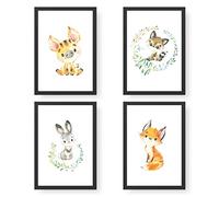 PaPIerDraCHeN 4 Poster Premium per bambini DIN A4 | Arte murale per la stanza dei bambini - Animali del bosco - Stampe artistiche di alta qualità | decorazione | set murale