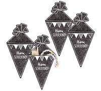 Papierdrachen 4 sacchetti per la scuola in feltro grigio - borsa posate o sacchetto regalo - grande attenzione per il primo giorno di scuola - sacchetto per fratelli - inizio scuola - Set 1