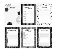 Papierdrachen 6 blocchi per appuntamenti, agenda settimanale, lista della spesa e molto altro ancora, agenda giornaliera e agenda settimanale in bianco e nero, ideale per scuola, università e casa,