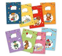 Papierdrachen 8 buste per quaderni di alta qualità in carta per bambini, formato A4, motivo animali supereroi, ideali per la scuola, copertina per quaderni 250 g/m², set numero 15