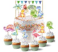 Papierdrachen Cake Topper Dino - Decorazione per torte 18 pezzi - Decorazione per torte di compleanno - Decorazione per torte di compleanno per bambini - Set 4