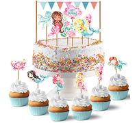 Papierdrachen Cake Topper Mermaid - Decorazione per Torta 18 Pezzi - Set per Compleanno Bambini