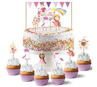 Papierdrachen Cake Topper Unicorno - Decorazione per Torta 18 Pezzi - Set per Compleanno Bambini - Set 2