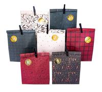 Papierdrachen Calendario dell'Avvento 2025 Cozy Pattern - sacchetti stampati - sacchetti di carta - sostenibili - con mollette e numeri dorati - da riempire - Set 02