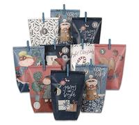 Papierdrachen Calendario dell'Avvento da riempire, 24 sacchetti regalo stampati blu e rosa e 24 adesivi con numeri e graffette, motivo blu scuro, per fai da te e regali, Natale