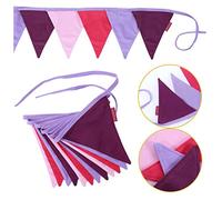 PaPIerDraCHeN Catena di gagliardetti Come Decorazione della Camera dei Bambini | 3m gagliardetti Ogni 16x18cm 12pcs | Rosa Viola | Ghirlanda di Bandiera Decorazione di Compleanno per Bambini Set 2