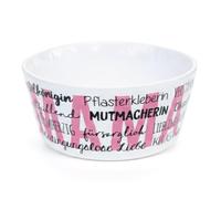 Papierdrachen Ciotola per cereali in porcellana - Mama - Mutmacherin & Heldin Design Rosa - Bianco Nero - 15 cm - Regalo per la festa della mamma - Stampa interna Ich hab dich lieb