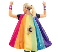 Papierdrachen Costume da supereroe da donna - stella arcobaleno - design eroine - set completo di polsini - travestimento - azione e fantasia - carnevale e carnevale