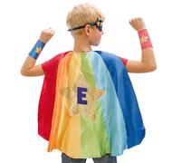 Papierdrachen Costume da supereroe da uomo - stella rainbow- design eroe - set completo di mascherine - travestimento - azione e fantasy - carnevale e carnevale