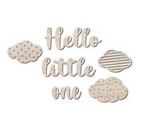 Papierdrachen - Decorazione da parete in legno, ideale per la cameretta dei bambini, vintage, boho, con dimensioni di circa 35 x 55 cm, con scritta “Hello Little one”, set da 7
