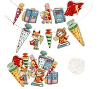 Papierdrachen Ghirlanda da parete per l'inizio della scuola, decorazione per l'inizio della scuola, per ragazzi e ragazze, supereroi animali, set 03