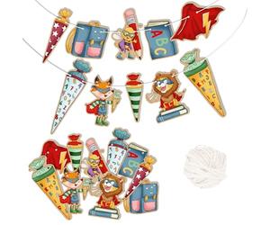 Papierdrachen Ghirlanda da parete per l'inizio della scuola, decorazione per l'inizio della scuola, per ragazzi e ragazze, supereroi animali, set 03