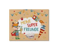 Papierdrachen Libro degli amici di alta qualità per bambini - animali supereroi - per 27 amici - design colorato adatto ai bambini - ottima idea regalo per l'inizio della scuola - Set 7