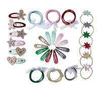 Papierdrachen Set di accessori per capelli per ragazze Ginger Christmas - 48 fermagli per capelli & elastici per capelli - verde rosso oro - pastello - ideale per Avvento e Natale