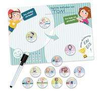 Papierdrachen Set di base per lavagna magnetica, routine strutturata, sistema di ricompensa, lavagna riutilizzabile con 12 magneti | 3 set di espansione disponibili