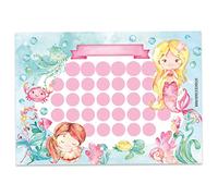 PaPIerDraCHeN Set di grafici delle ricompense per Bambini Come Blocco a Strappo 10 Fogli - Concetto motivante - con Grandi Adesivi per Ragazzi e Ragazze - Motivo Sirena Set Bianco 15.
