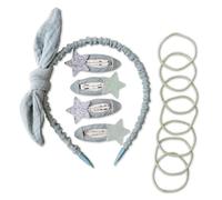 Papierdrachen Speciale set di accessori per capelli con cerchietto, fermagli per capelli, elastici per capelli combinati con tessuto di mussola di alta qualità - salvia - per ragazze e donne