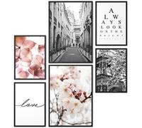 Papierschmiede® Mood Poster Set Stampe da Parete « Primavera » Quadri moderni per Soggiorno e Camera da Letto e Cucina, 2x A3 e 4x A4, Fiori Parigi Vintage - senza cornici